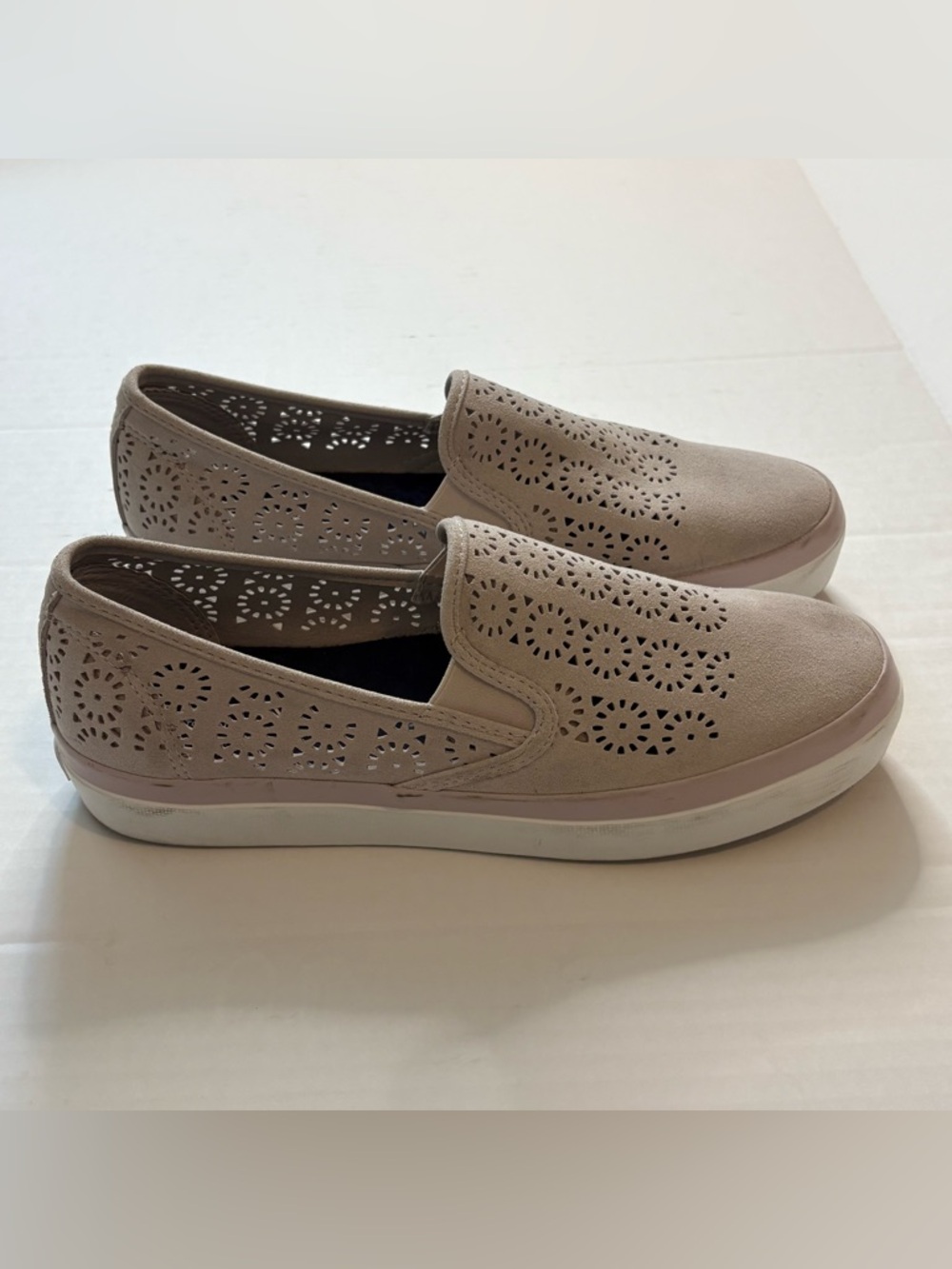 Sperry Women's Seaside Perforated Leather Slip-On Sneakers Lilac,  Size 10